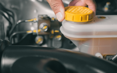 Brake fluid in a car's system, crucial for transmitting force and ensuring effective braking